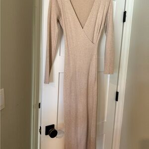 Astr Beige Long Sleeve Dress